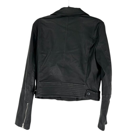 Theory Black Leather Moto Jacket in Urban Stretch Leather - Picture 3 of 6